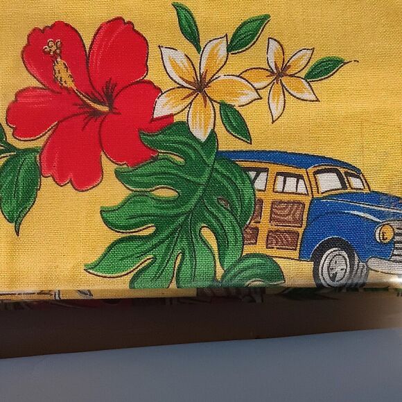 Contessa Balloon Valance Woodie Car Yellow Tropical Floral Curtain Tiki 72"x 15" - Picture 7 of 9